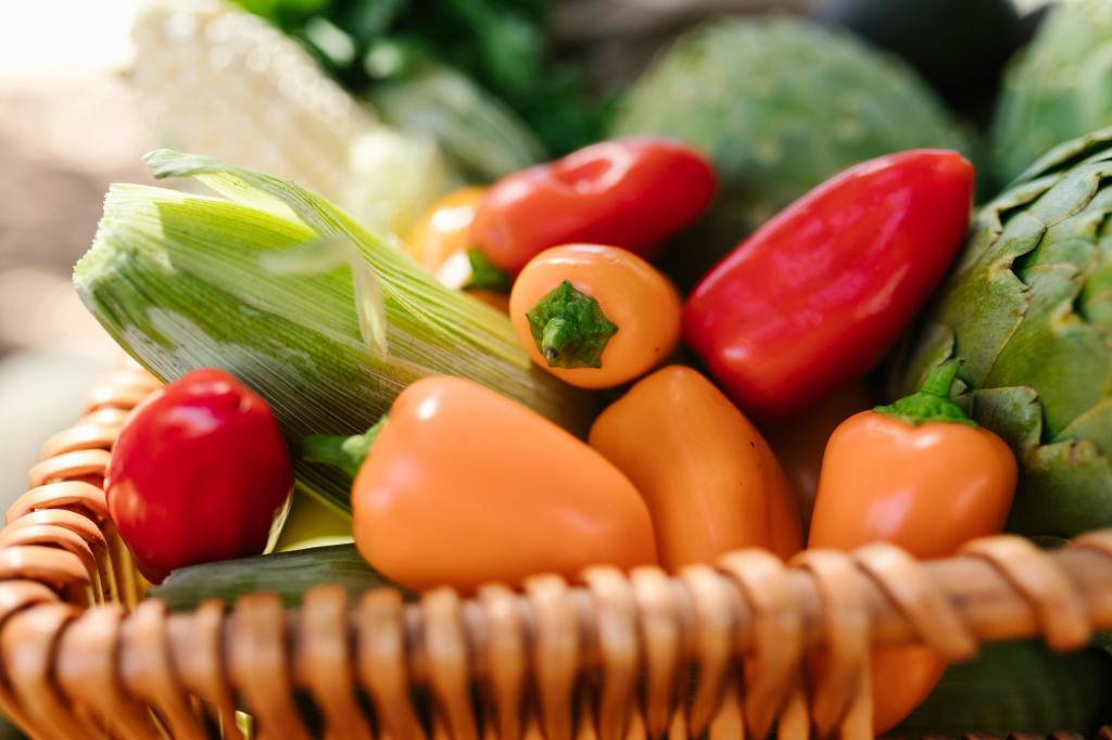 A basket full of fresh vegetables—a part of the Mediterranean diet.